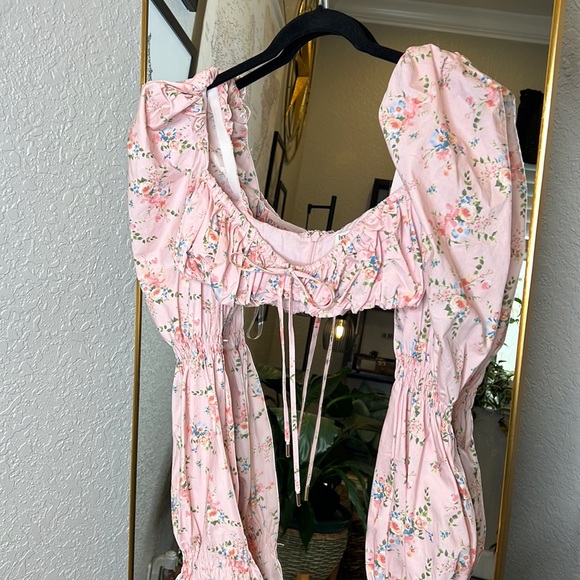 House of CB 'Henrietta' Pink Floral Shirred Bralette Top NWOT - Picture 8 of 10